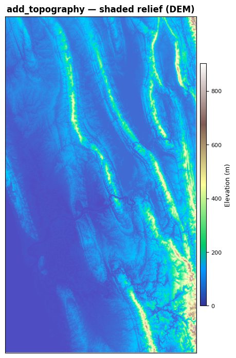 Shaded-relief terrain map from a DEM